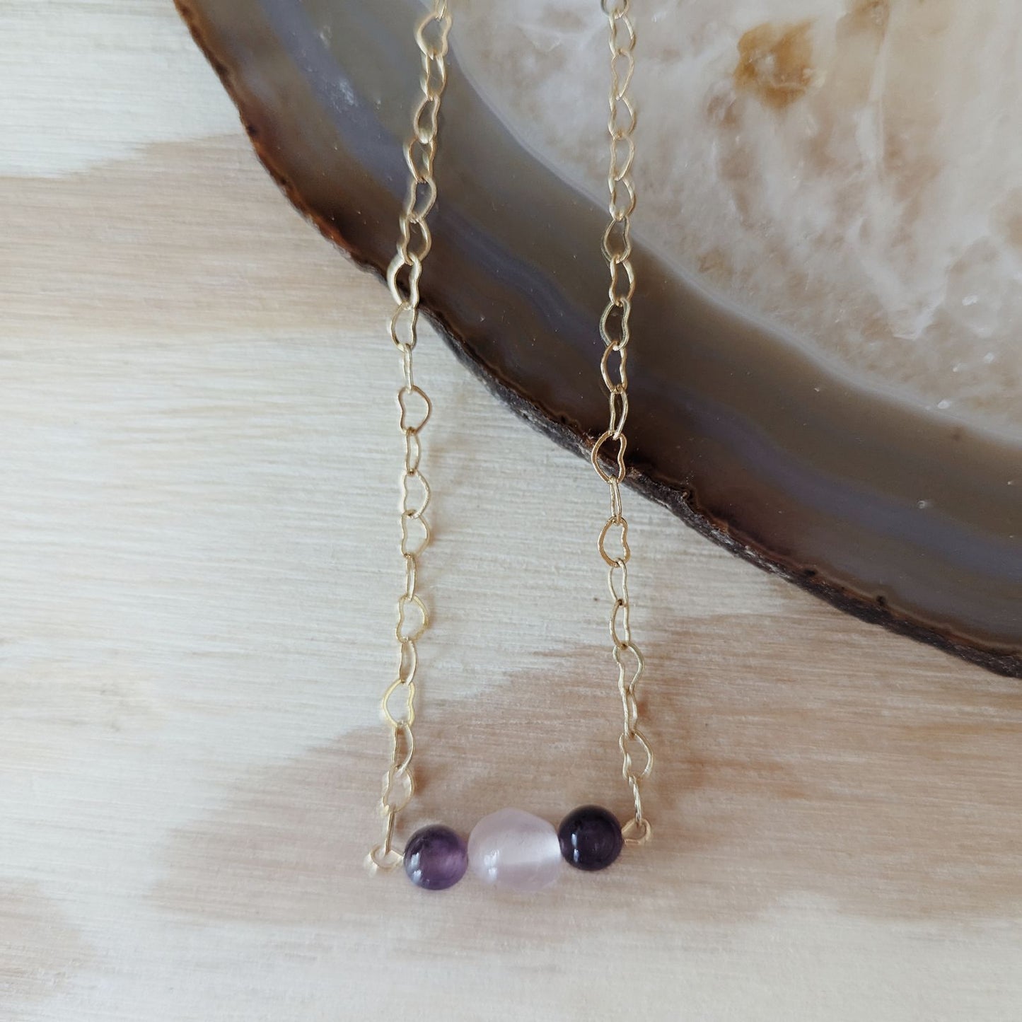 Rose Quartz and Amethyst Choker Necklace