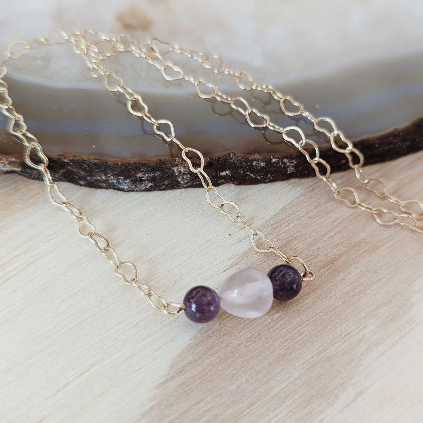 Rose Quartz and Amethyst Choker Necklace