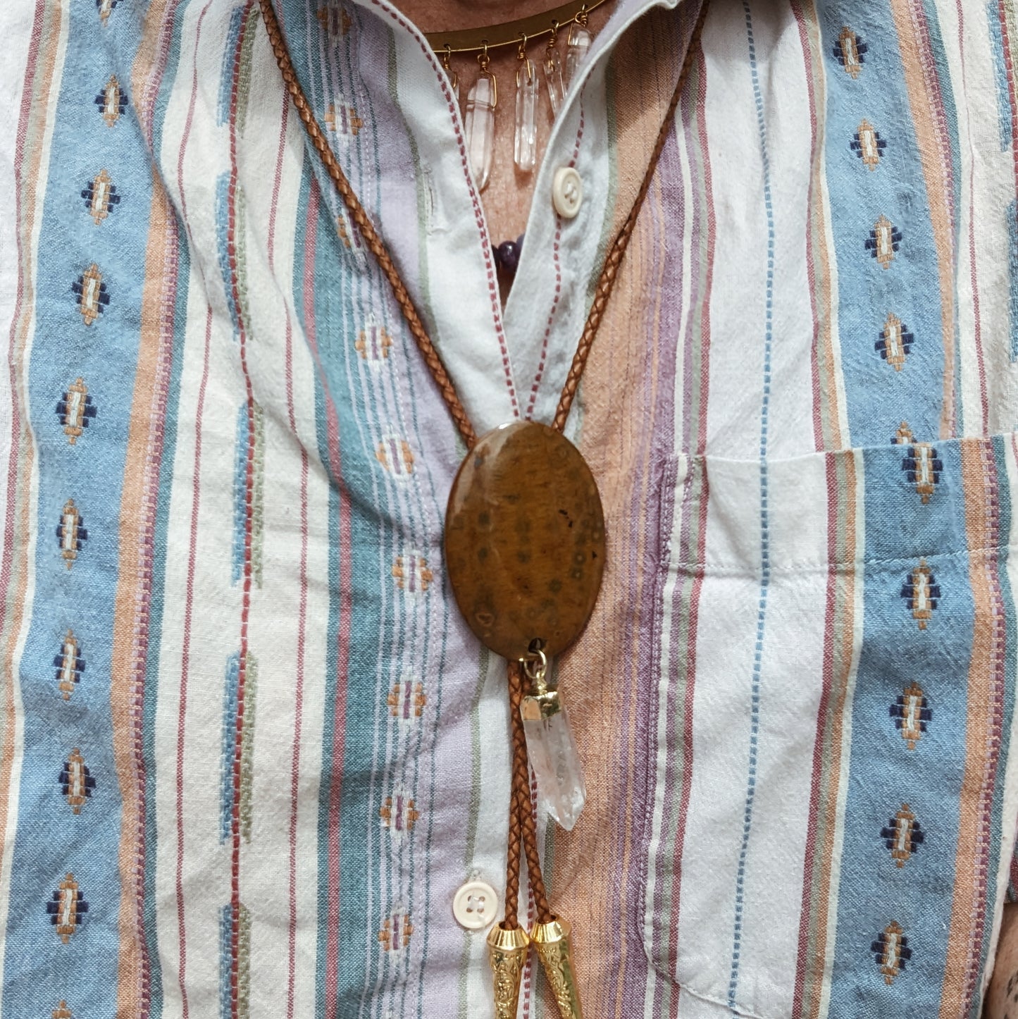 Ocean Jasper Bolo Tie Necklace