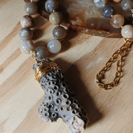 Agate and Coral Necklace