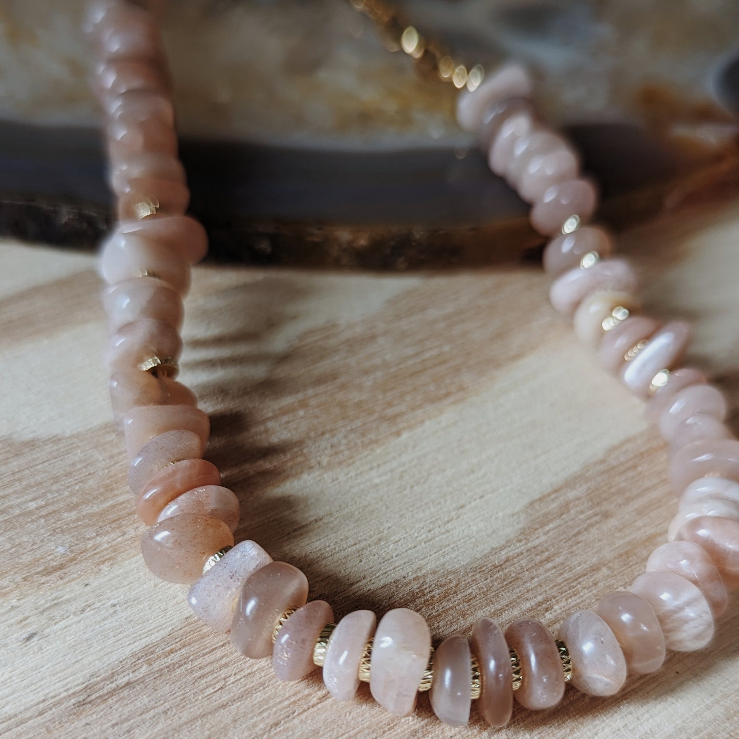 Beaded Necklace | Peach Moonstone