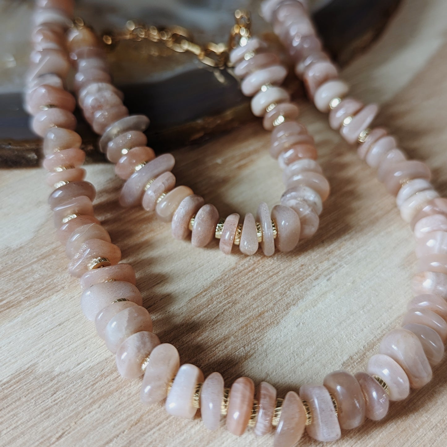 Beaded Necklace | Peach Moonstone