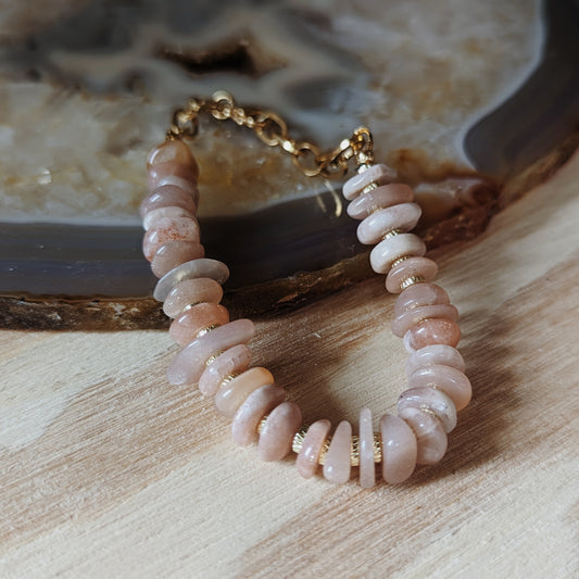 Beaded Bracelet | Peach Moonstone