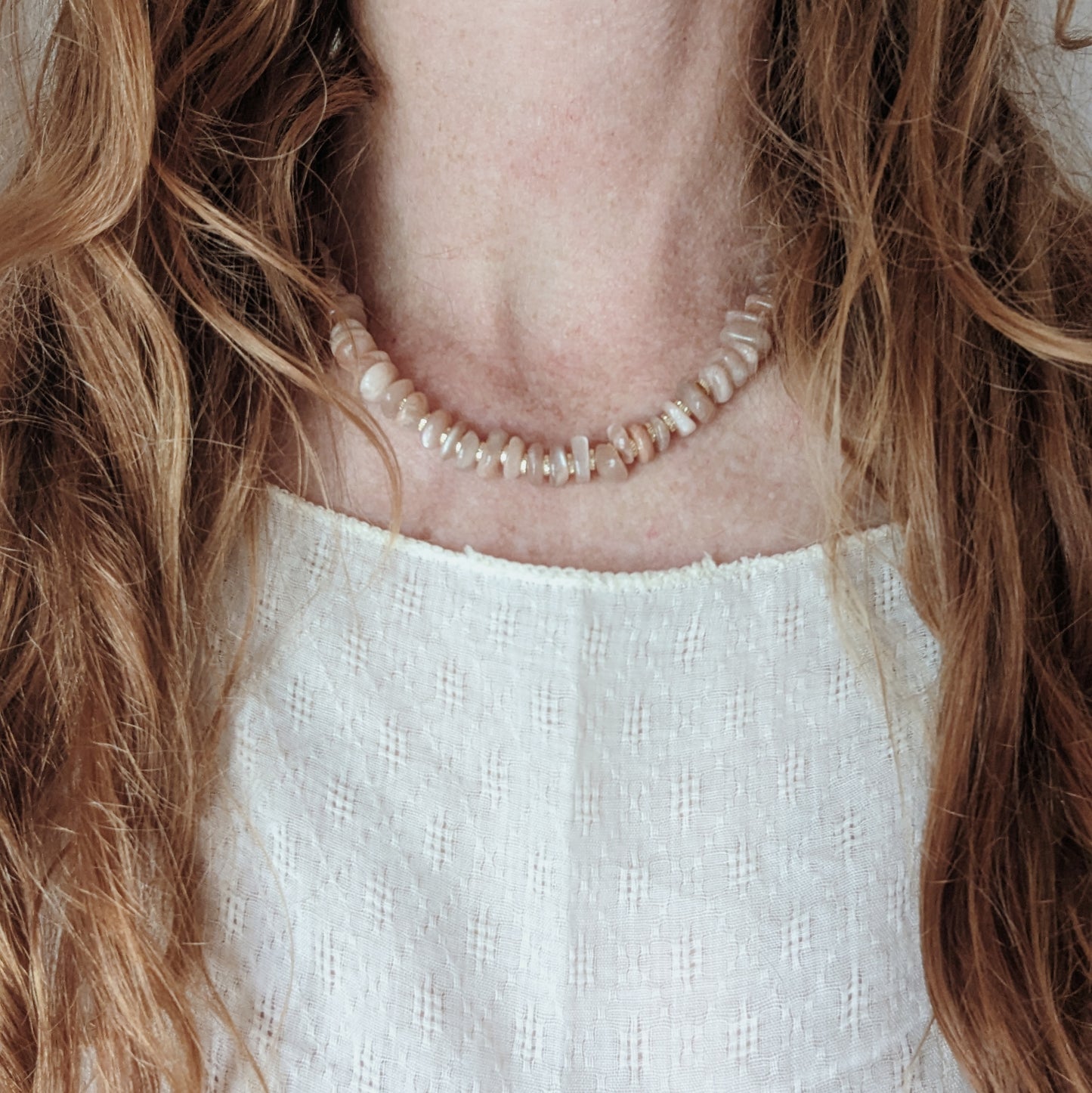 Beaded Necklace | Peach Moonstone