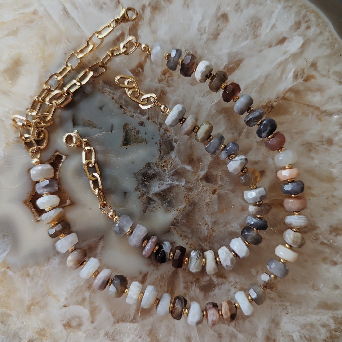 Beaded Necklace | Botswana Agate