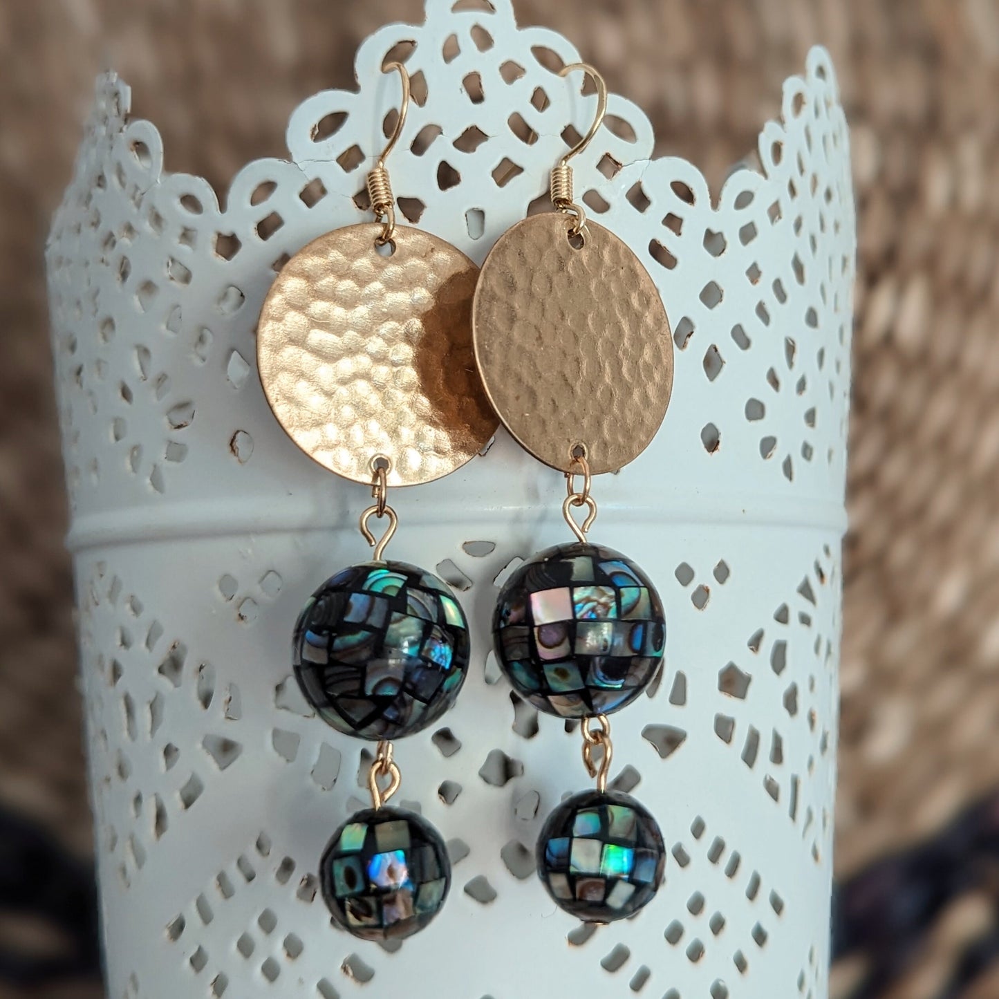 Abalone Disco Ball Earrings