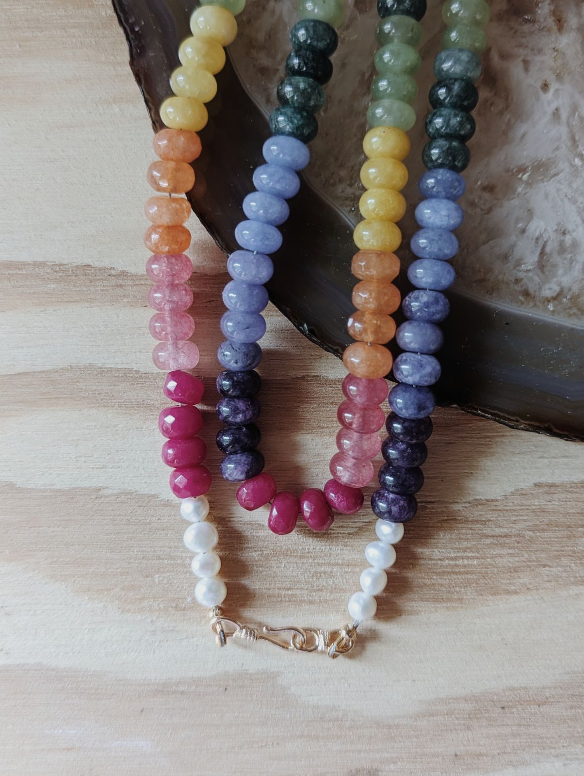 Beaded Necklace | Rainbow jade