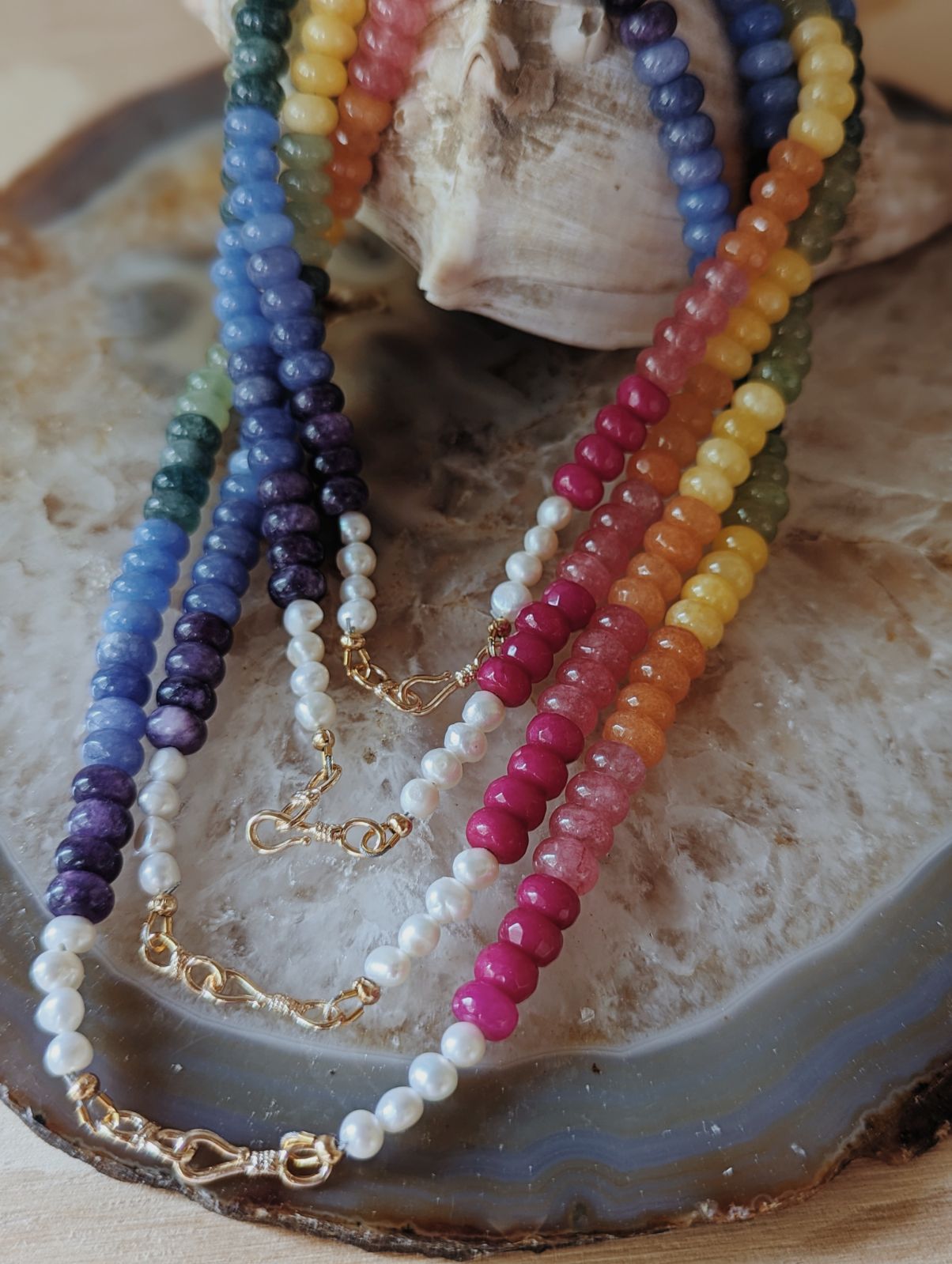 Beaded Necklace | Rainbow jade